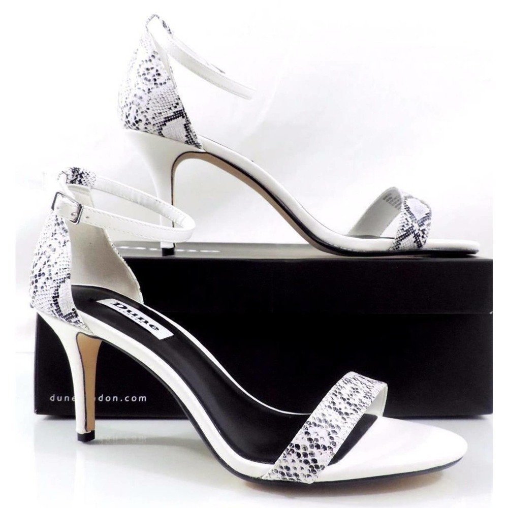 Dune London Marissa Ankle Strap Dress Heels Sandal Leather Black / White Size 8 - Picture 7 of 8